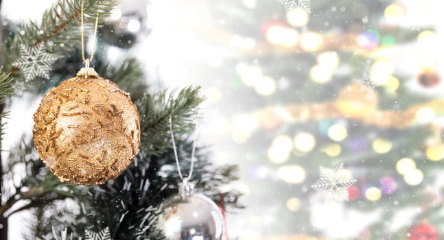 Close-up christmas tree decoration with Abstract color Bokeh background. photo