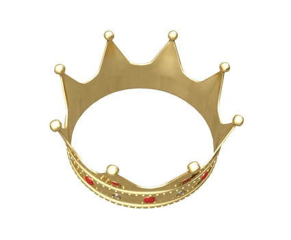 3d realistic  golden crown. Isolated on white background. photo