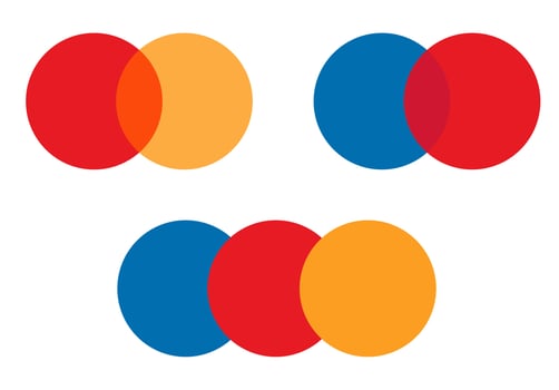 Red-orange circle logo template for credit  masterCard. Vector isolated set.