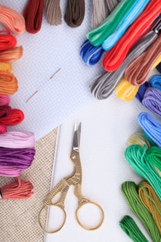 Embroidery floss and needle photo