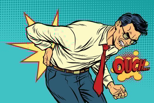 Man back pain, medicine and health vector