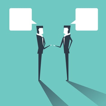 Two business men talking. Conversation with bubbles. vector