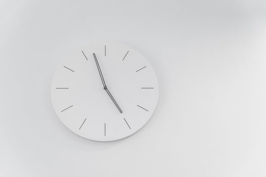 A clock on a white wall photo