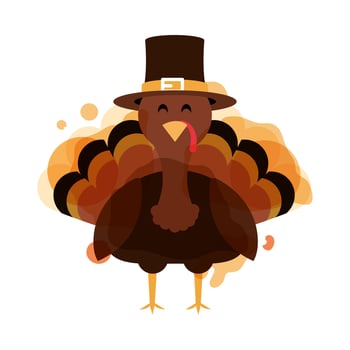 turkey with pilgrim hat vector