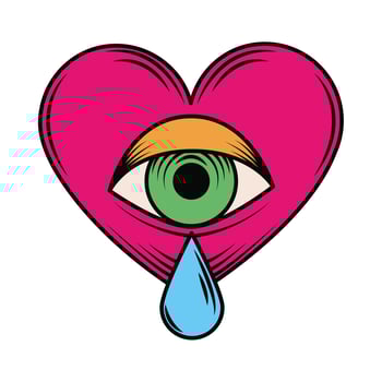 heart eye crying tattoo vector