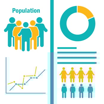 population infographic, women and men vector
