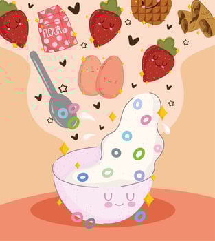 breakfast cereal and fruits vector