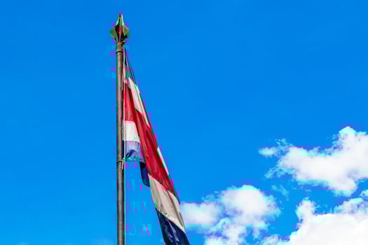 Flag of Costa Rica blue sky Costa Rican flag. photo