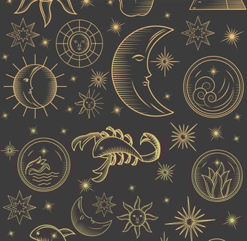 astrology golden signs vector