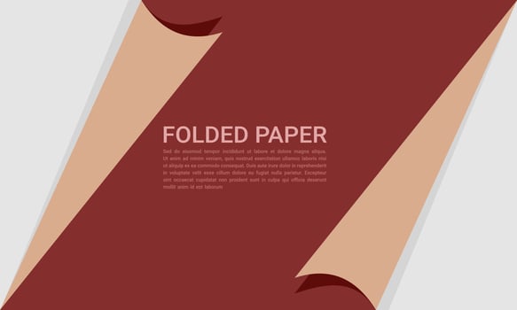 Red sheet of paper with curved corners in vintage rustic color for sale banner, discount or web background. folded corner paper vector