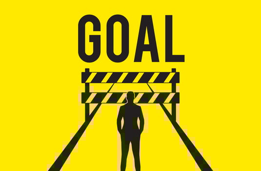 Goal business illustration with a man behind a handicap design vector