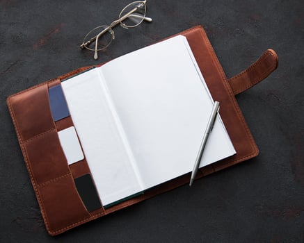 Brown leather notebook photo
