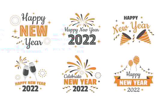 Celebrate Happy New Year Sticker Set vector