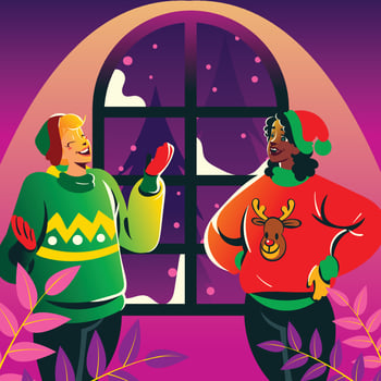 Wearing Ugly Sweater With Best Friend vector