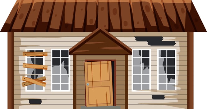 Abandoned house on white background vector