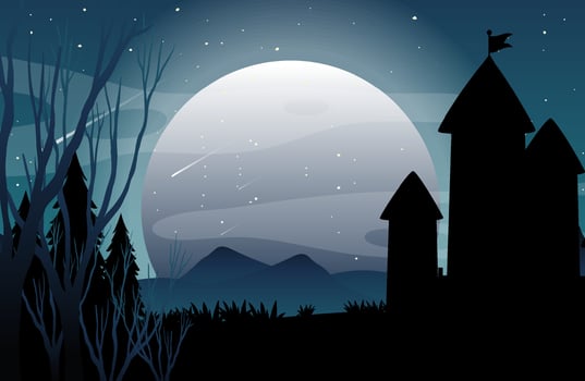 Spooky night background with full moon vector