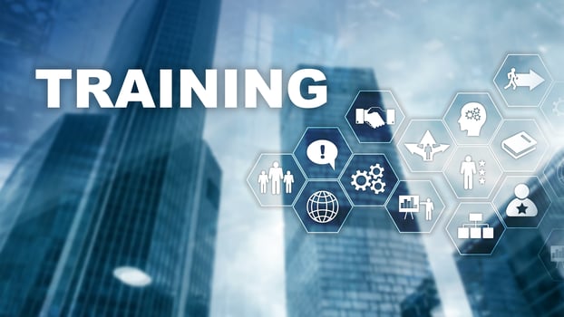 Business training concept. Training Webinar E-learning. Financial technology and communication concept. photo