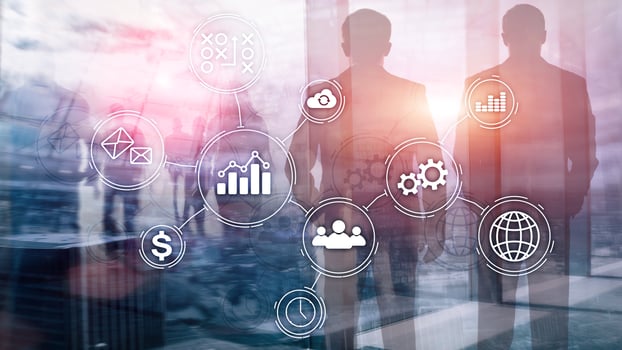 Business process automation concept on blurred background. photo
