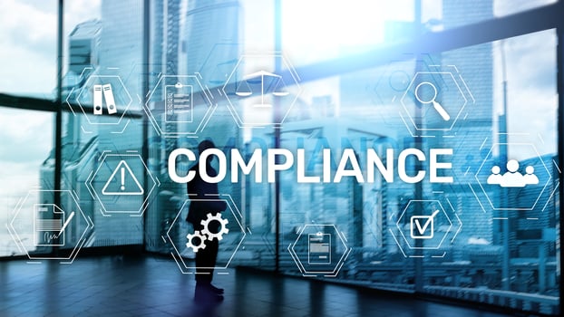 Compliance diagram with icons. Business concept on abstract background photo