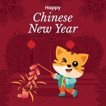 Cute Tiger Play Firecracker vector
