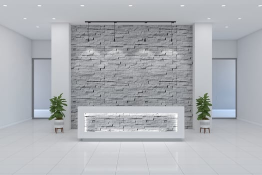 Office Reception Desk Mockup interior design photo