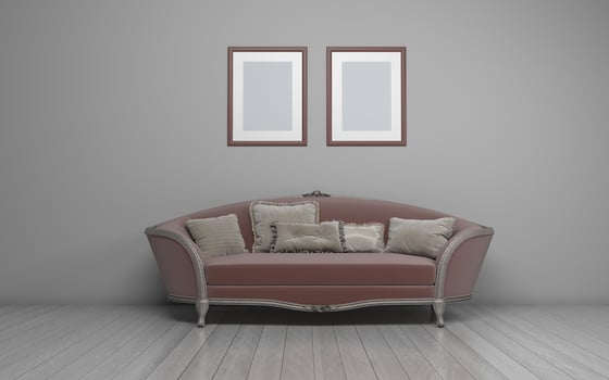 Luxury Mockup of 3D Rendered of Interior of Modern Living Room with Sofa - Couch and Table photo