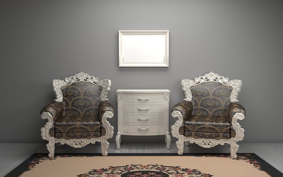 Luxury Mockup of 3D Rendered of Interior of Modern Living Room with Sofa - Couch and Table photo