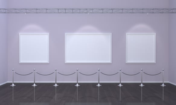 Art Gallery Frames Mockup 3D Illustration and 3D rendering photo