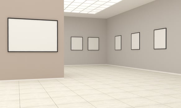Art Gallery Frames Mockup 3D Illustration and 3D rendering photo