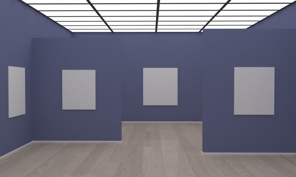 Art Gallery Frames Mockup 3D Illustration and 3D rendering photo