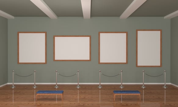 Art Gallery Frames Mockup 3D Illustration and 3D rendering photo