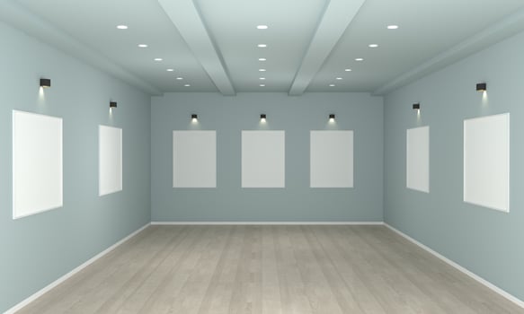 Art Gallery Frames Mockup 3D Illustration and 3D rendering photo