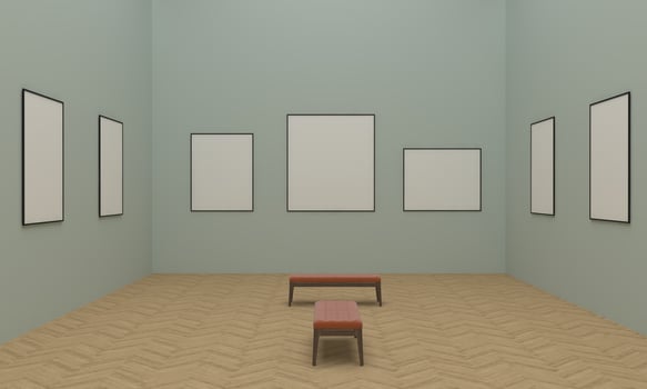 Art Gallery Frames Mockup 3D Illustration and 3D rendering photo