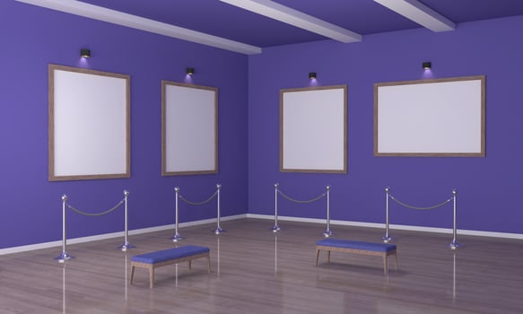 Art Gallery Frames Mockup 3D Illustration and 3D rendering photo