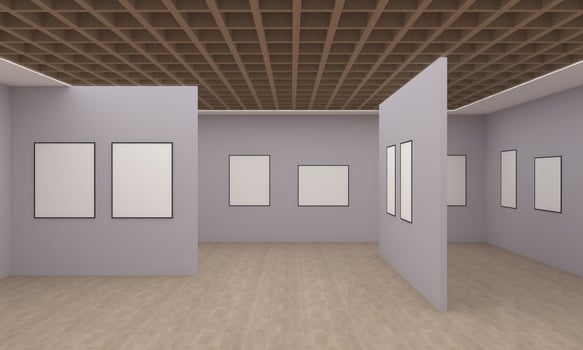 Art Gallery Frames Mockup 3D Illustration and 3D rendering photo