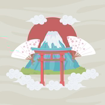 japanese gate and mount vector
