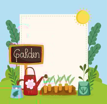 garden plants and label vector