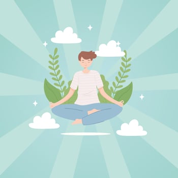 young man lotus pose vector
