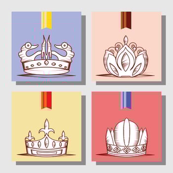 crown sketch set vector