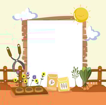 gardening tools and banner vector