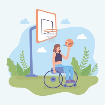 disabled girl with ball vector