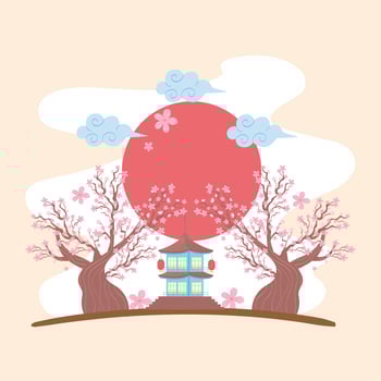 traditional japan panorama vector