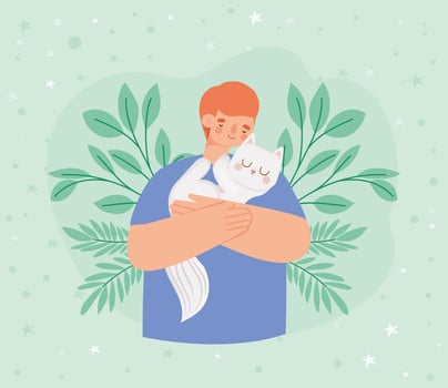 man holding kitten vector