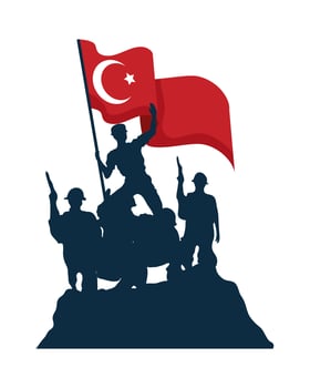 Zafer bayrami military soldiers with flag vector