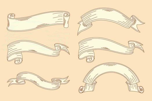 six sketch ribbons vector