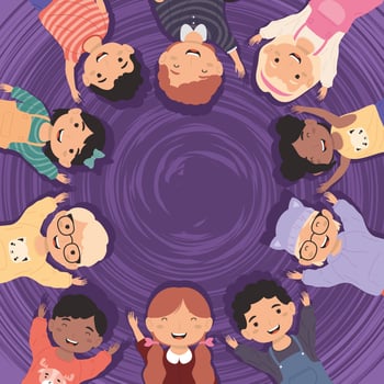 ten little kids around vector