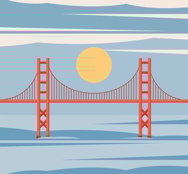 golden gate scene vector