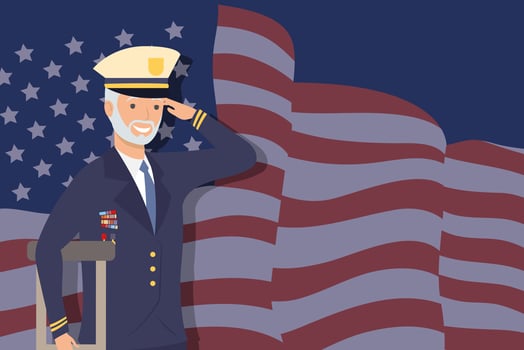 Veteran man with crutch vector