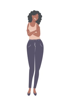 afro woman hugging herself vector