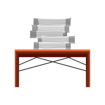 table with stack of paperwork vector